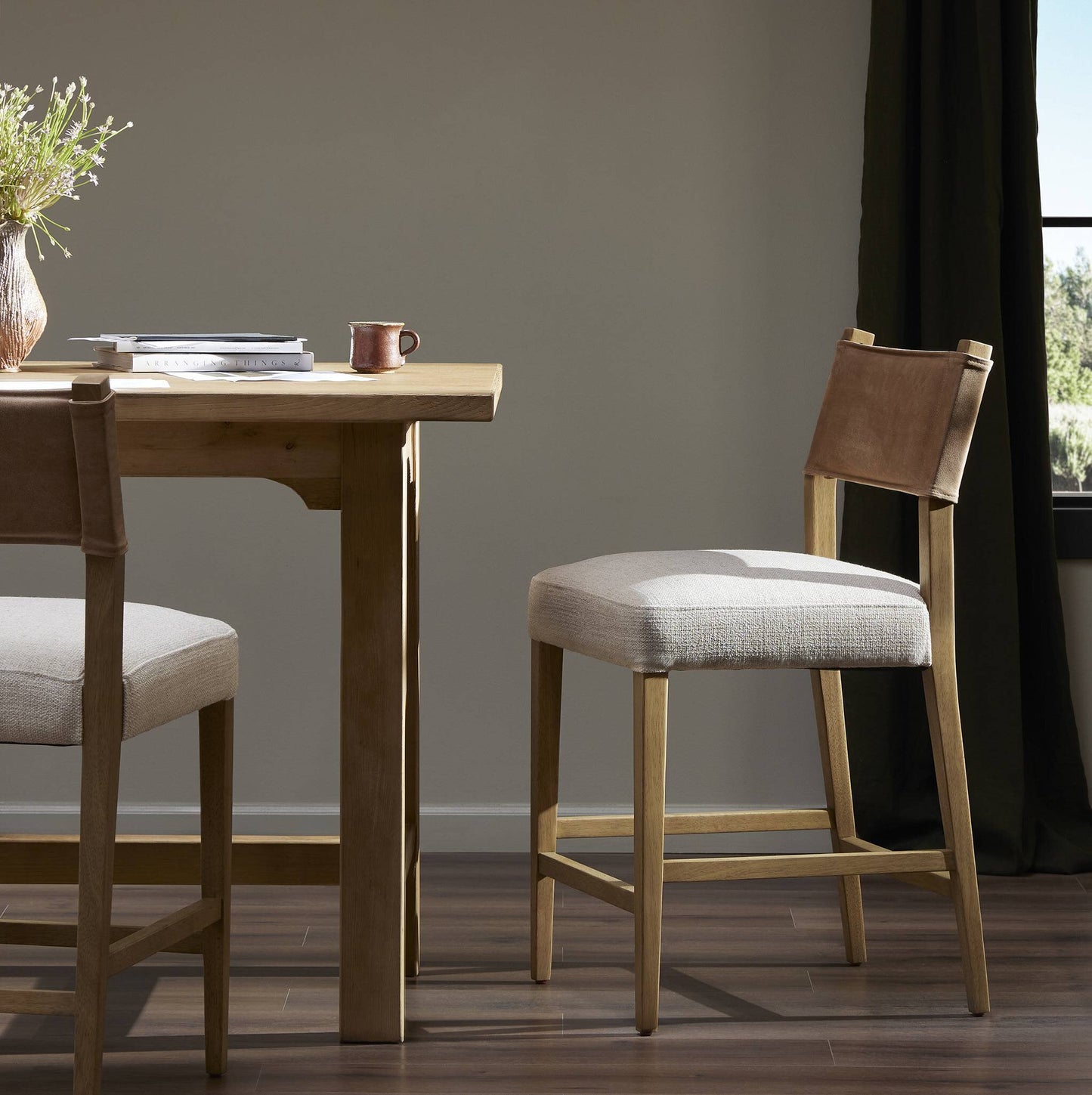 Kason Counter Stool in Camel leather
