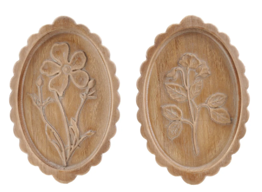 Wood Scalloped Botanical wall decor