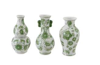 Green and White Vase w/ Floral Design (sold separate)