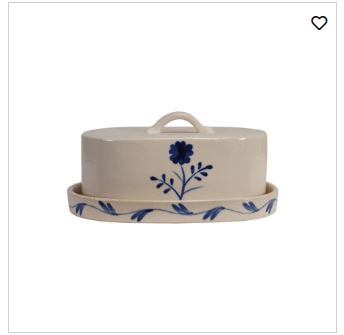 Stoneware Butter Dish w/flower
