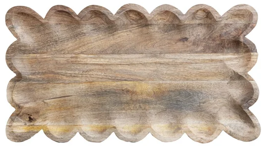 Mango Wood Tray w/Scalloped Edge