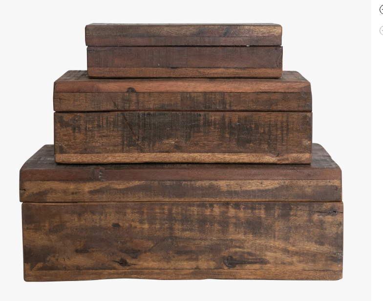 Reclaimed Wood Boxes, Set of 3