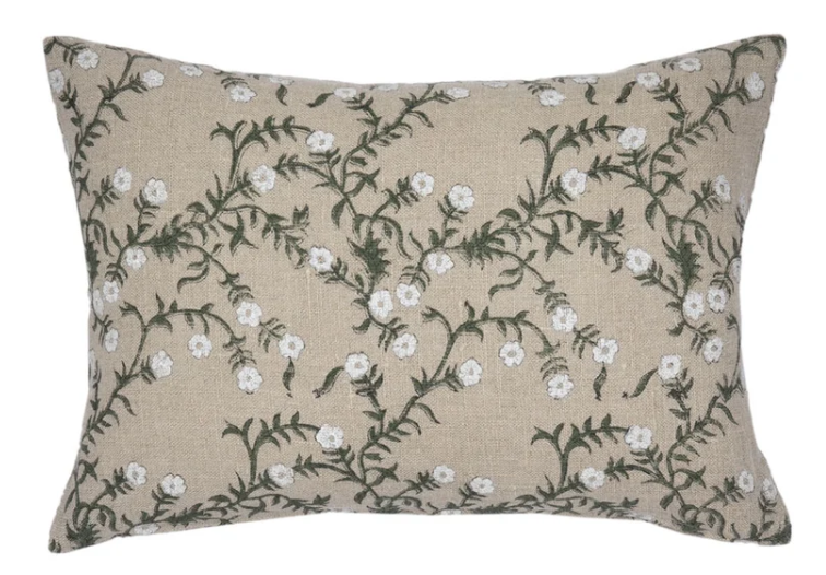 Celia Pillow Olive on Natural 14 x 20
